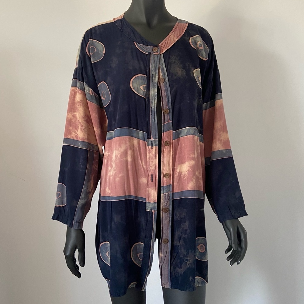 247. VTG Asian creations abstract button down shirt cardigan